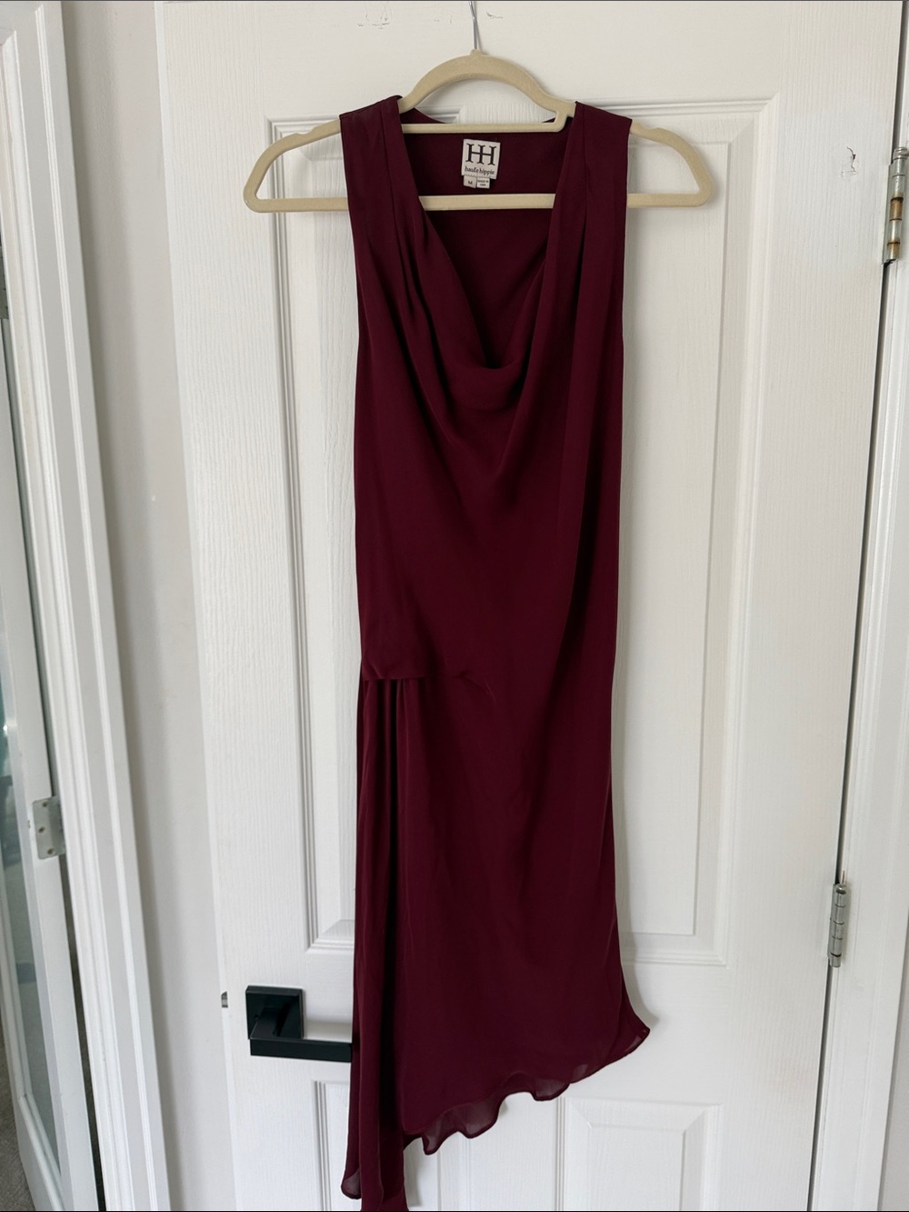 Haute Hippie Burgundy Asymmetrical Cowl Neck Dress